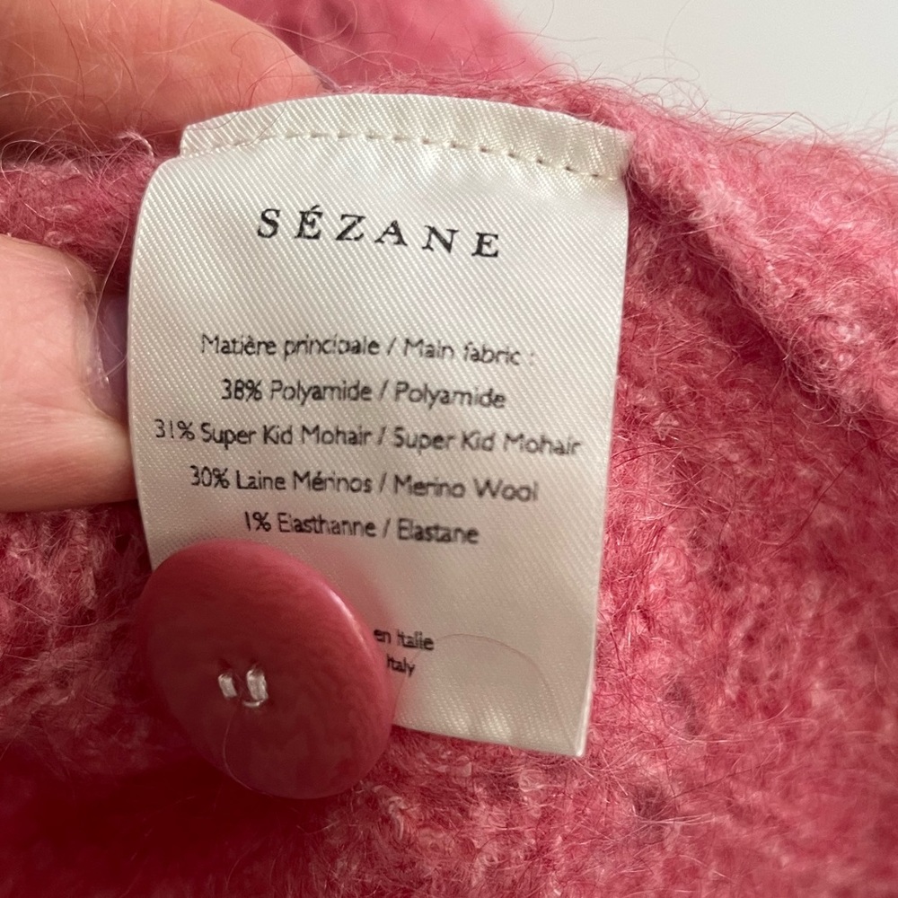 Sezane Pink Openwork Mohair Blend Cardigan - Picture 6 of 6